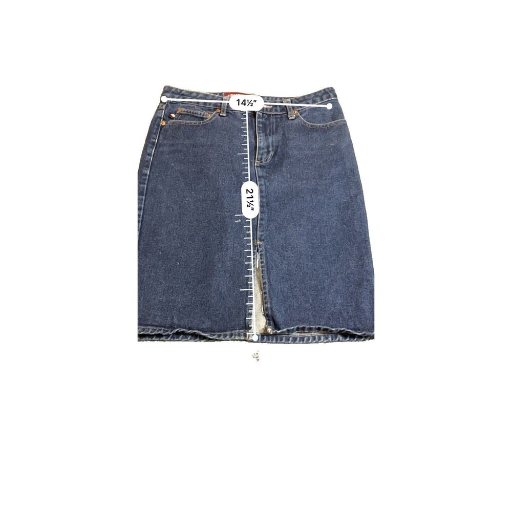 Vintage Trust Me Denim Pencil Skirt With Front Slit Size 7 100% Cotton Boho Chic - Picture 2 of 7